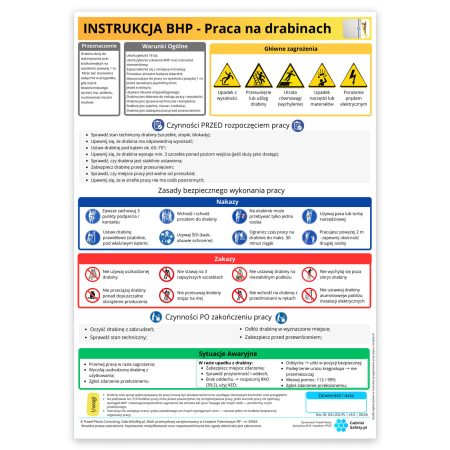 Praca na drabinach - instrukcja BHP (laminowana)